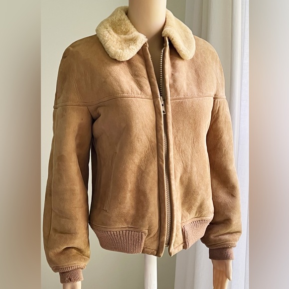 Sawyer of Napa Vintage Women's Suede Shearling Wool Bomber Made in USA Size 8 - Picture 16 of 16